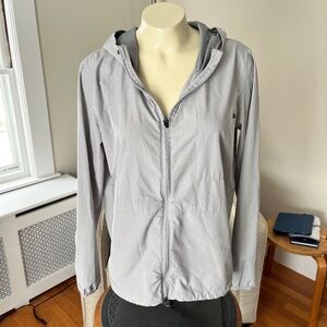Vuori Outdoor Trainer Shell Gray Full Zip Hooded Jacket